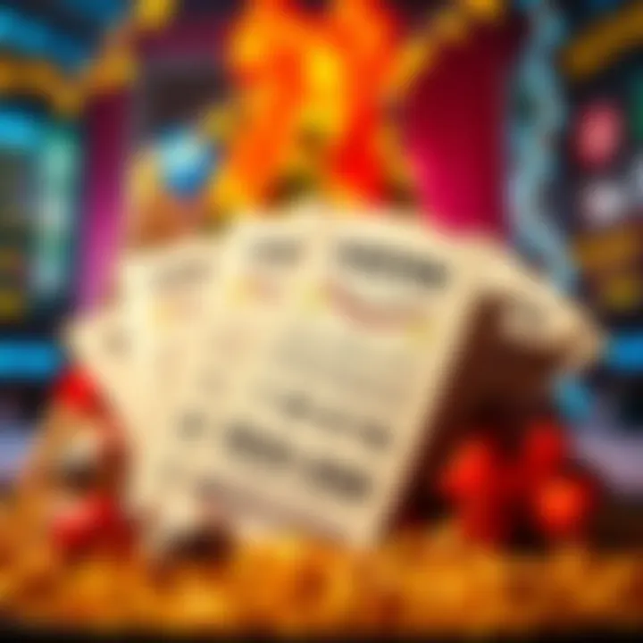 A display of lottery tickets and winning numbers for DET/ANA ATGS Lotto with a festive background