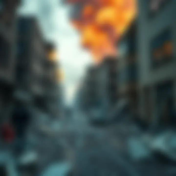 A view of the destruction caused by the recent disaster, showing damaged buildings and debris scattered in the streets