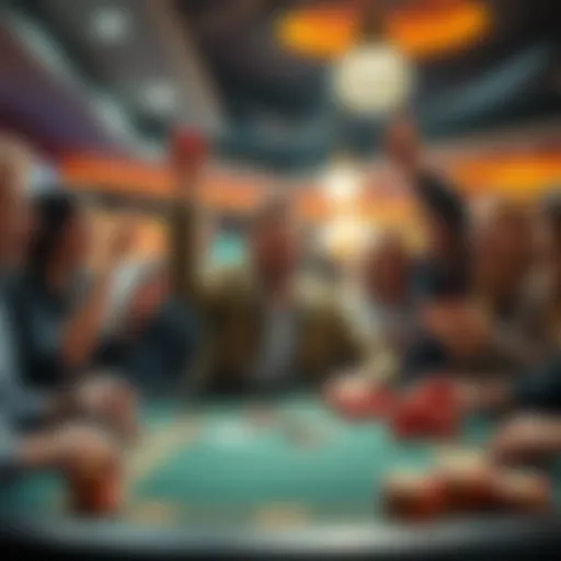 Exciting dice game night A player celebrating a big win during a dice game in a casino, surrounded by cheering friends and stacks of chips