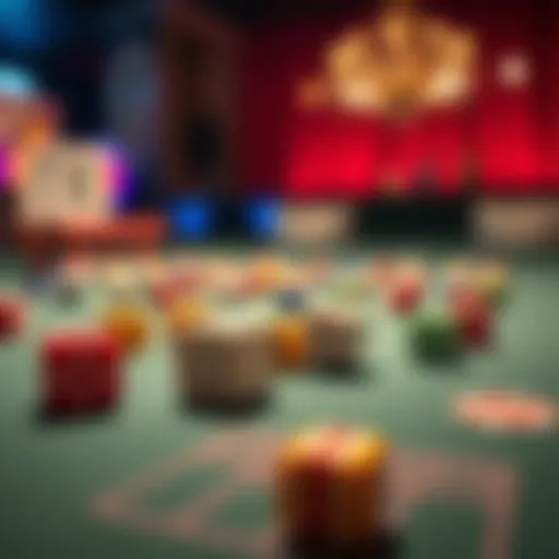 Colorful dice scattered on a table ready for games