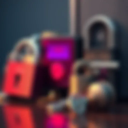 A collection of various locks including a traditional padlock, a modern electronic lock, and a keyless entry system, each representing different security technologies.