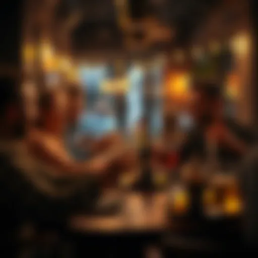 Group of friends enjoying dinner and drinks together at a table