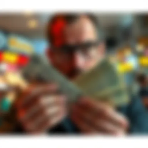 A person looks sad while holding 15 losing lottery scratch-off tickets, reflecting disappointment over lost money.