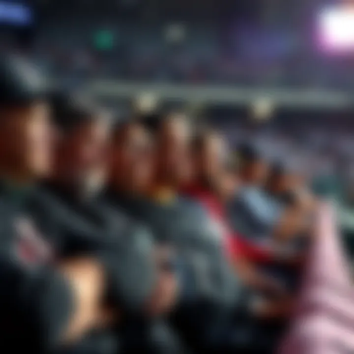 A group of disappointed baseball fans watching a game with sad expressions, showing frustration over lost bets.
