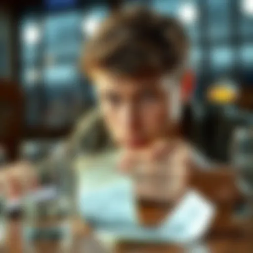 Disappointed bettor looking at a losing ticket A person stares at a losing betting ticket with a frustrated expression, surrounded by empty glasses and betting slips.