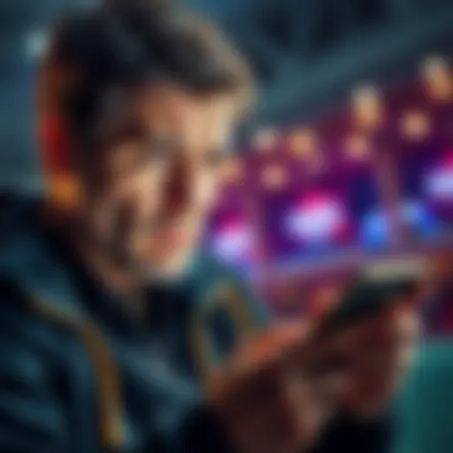 A frustrated person checking betting odds on a mobile device, showing a look of disappointment