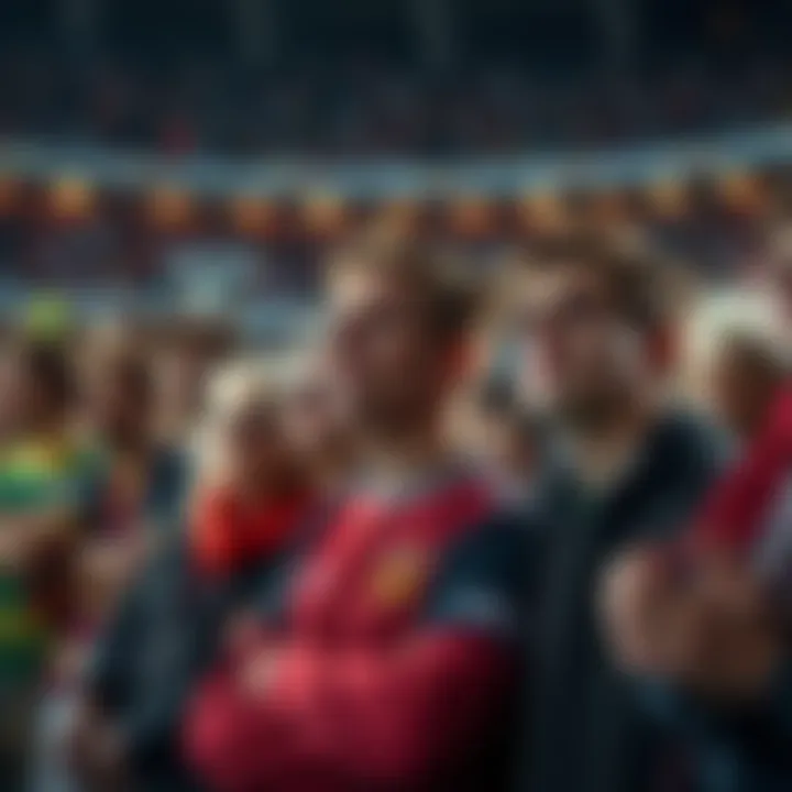 A group of frustrated soccer fans showing disappointment after a poor game performance.