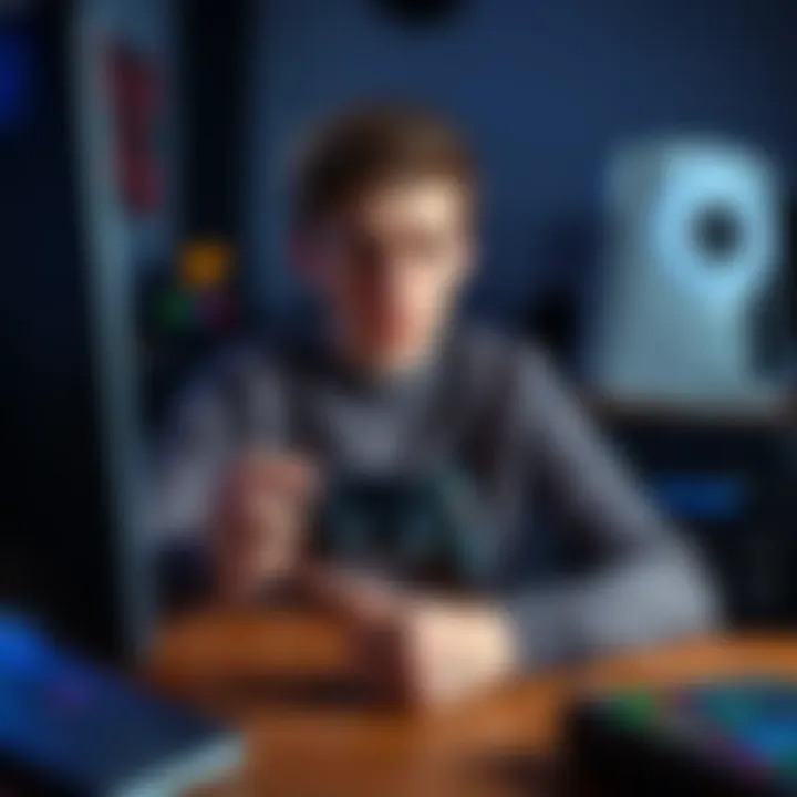 A frustrated gamer sitting in front of a computer, holding a broken game controller and looking upset