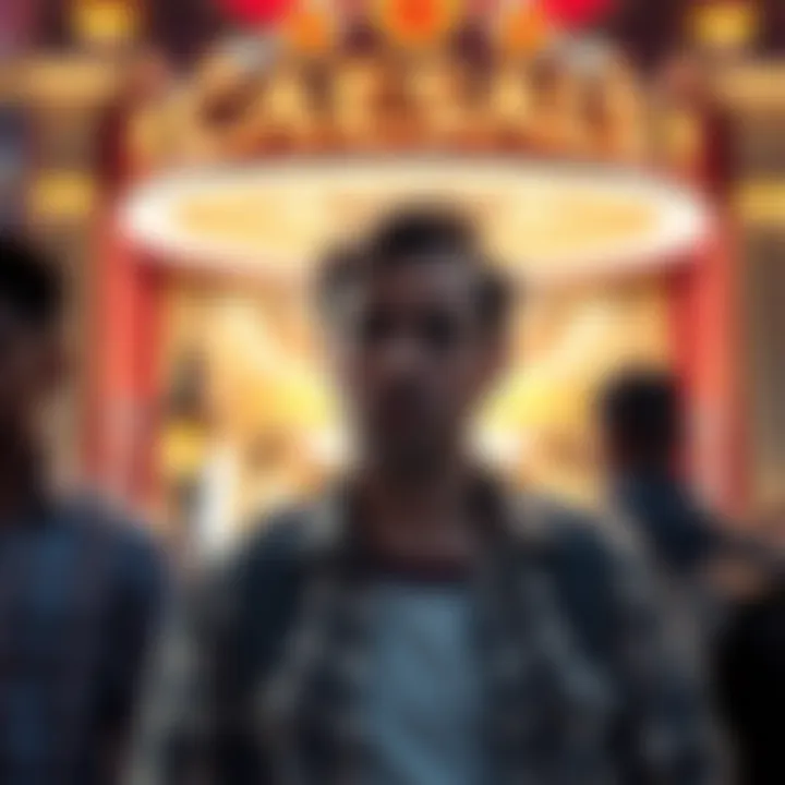 A customer looking dissatisfied while standing outside Caesars, comparing it to other hotels