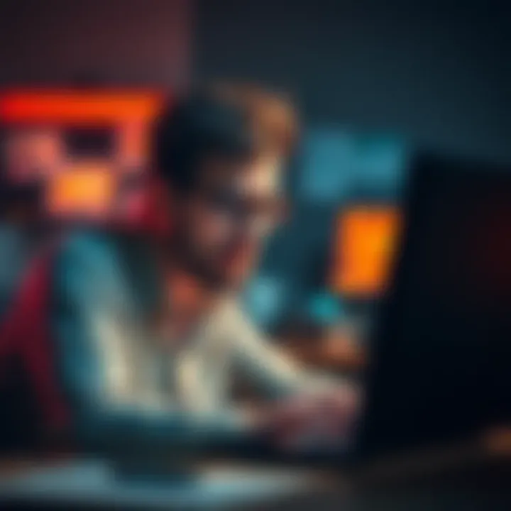 A person looking frustrated while reading messages on a forum, reflecting feelings of disappointment about repeated posts.