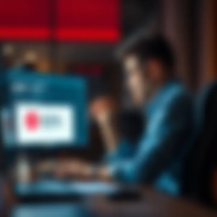 A person sitting at a desk, looking frustrated while viewing a notification about a missed cashout of $375 on a computer screen.