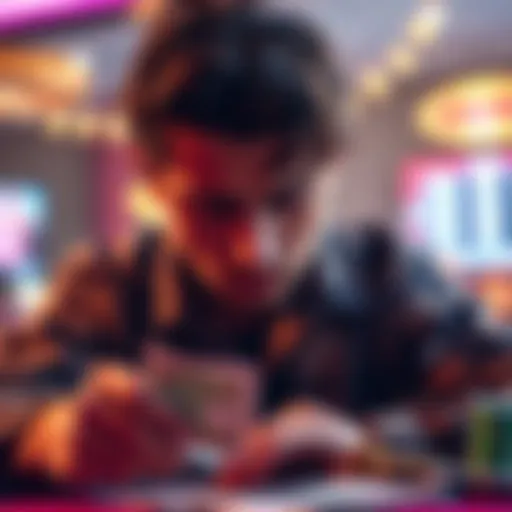 A player looking disappointed while counting a small amount of money after a game