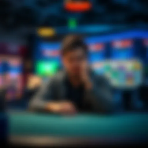 A frustrated player sitting at a gaming table, showing disappointment after losing a $40 bonus