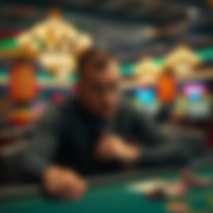 A disappointed man sitting at a Pai Gow table, looking frustrated after missing a big win.