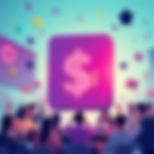 Illustration of a Discord offer with a dollar sign and happy people discussing it online