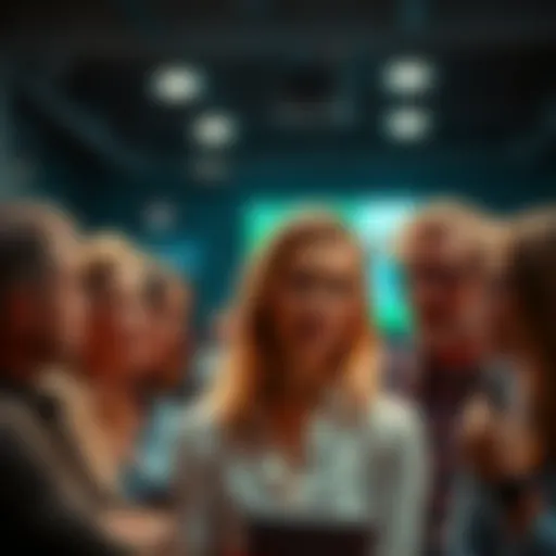 A group of people sharing opinions about whether something is good or bad, with expressions of thoughtfulness and debate.
