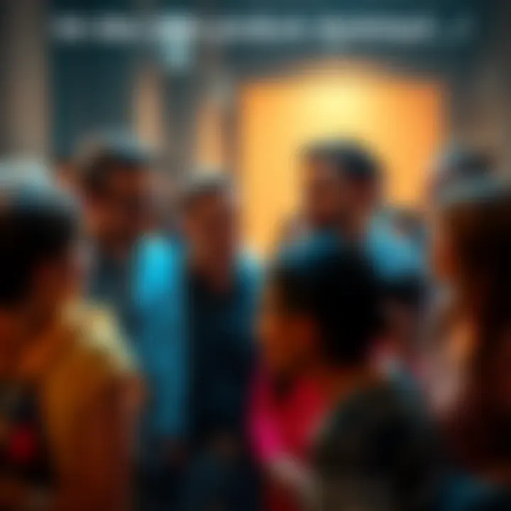 A group of people sharing their opinions on a controversial idea, with some looking thoughtful and others animated in conversation.