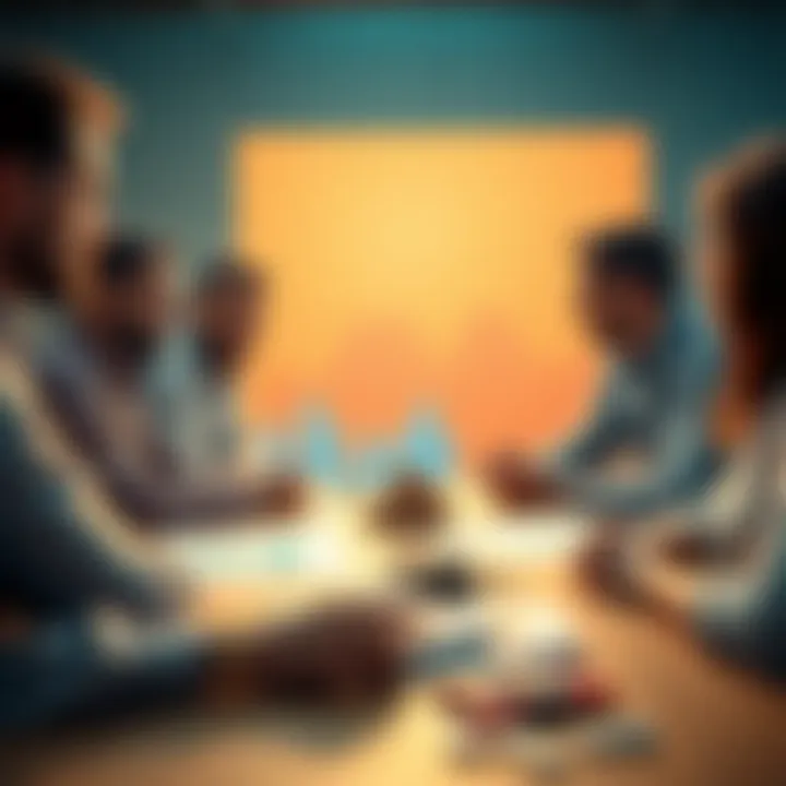 Group of people talking about financial deposits with charts and money on the table