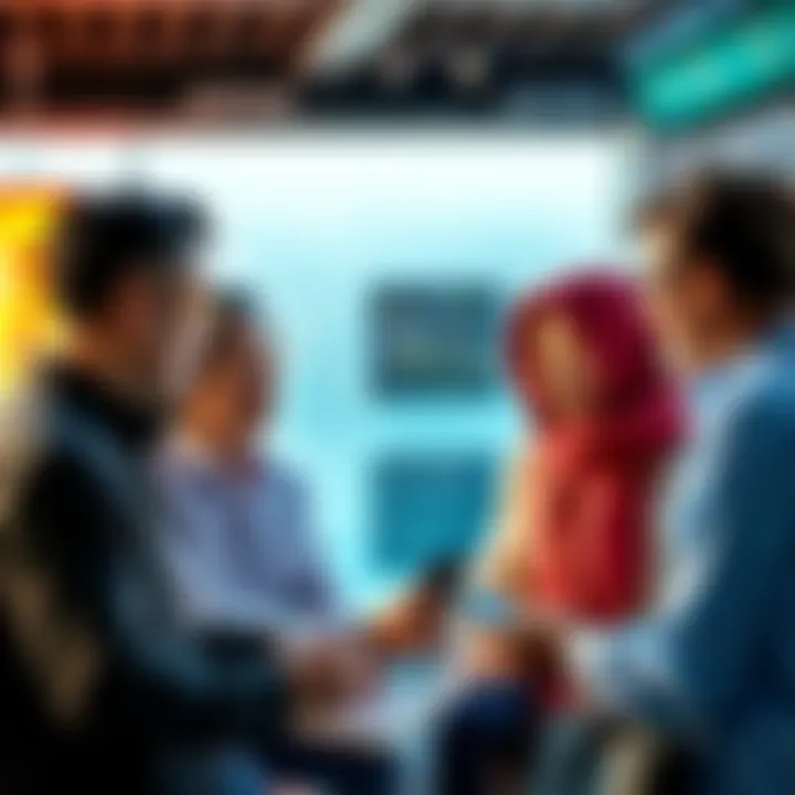 Group of people in Japan and Peru talking about financial trends and economy until 2070