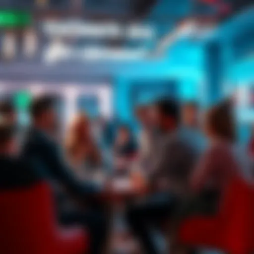 Group of people discussing opinions on a potential hit in a casual setting