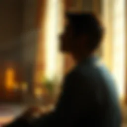 A serene scene depicting a person sitting in quiet reflection, with soft light illuminating their face, conveying a sense of peace and hope.
