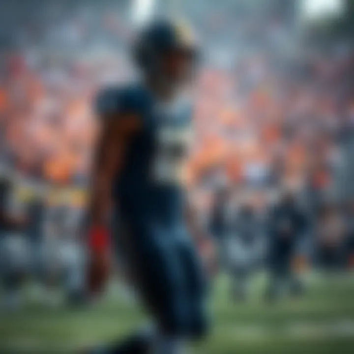 DJ Moore Leaving the Field DJ Moore walking off the football field during an important game, a crowd watching in anticipation as bets are impacted.