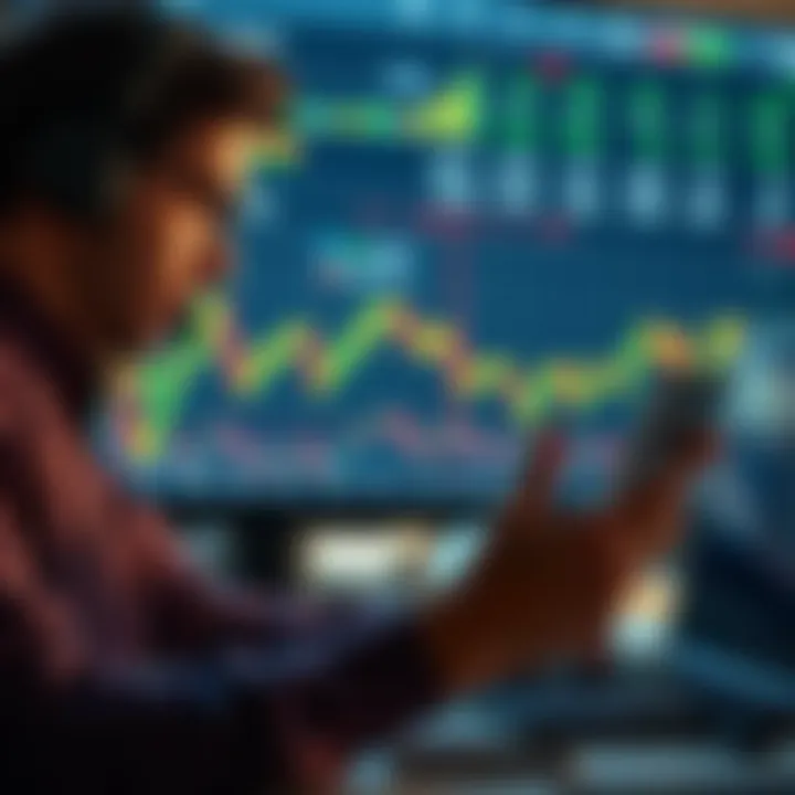 A financial analyst studying stock charts and earnings data for DraftKings ahead of their Q2 report