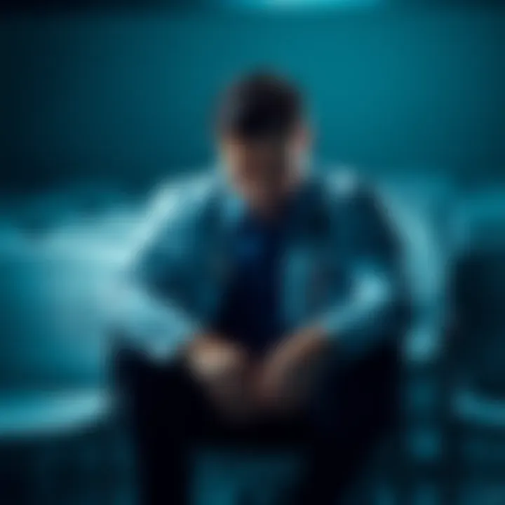 A doctor sitting alone, looking troubled, surrounded by empty chairs and papers, symbolizing loss and desperation from gambling addiction.
