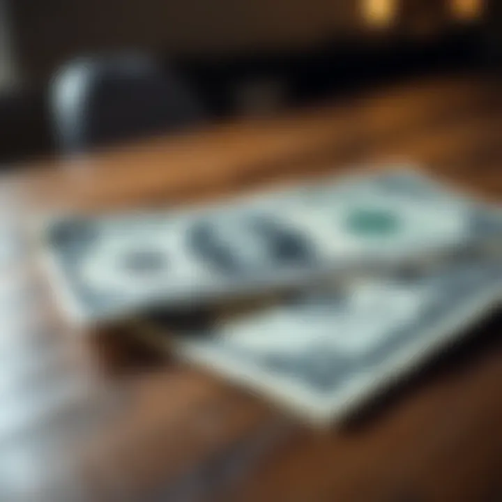 Dollar bill representing hope A close-up of a one dollar bill lying on a wooden table, symbolizing dreams of wealth and success.