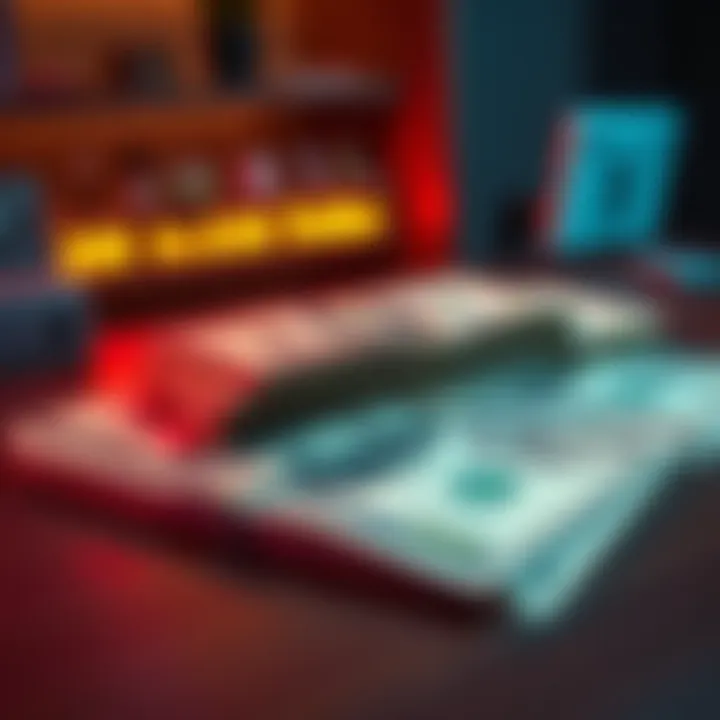 A stack of dollar bills arranged on a table, symbolizing investment and financial growth