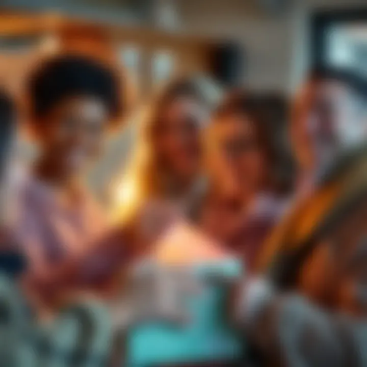 A group of people of diverse backgrounds smiling while donating to a charity project, showcasing community support.