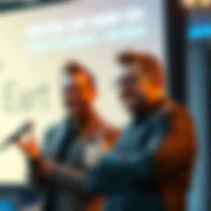 Donny and Danny launching new ideas Donny and Danny presenting their innovative plans at a press event