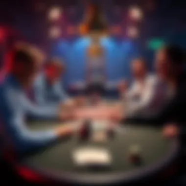 Doppel-Bomben-Pot Table Players enjoying a lively game of 6-card PLO with a double bomb pot, full of excitement and laughter.