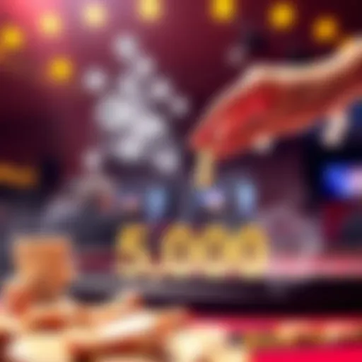 A promotional graphic showing a bet being doubled with a cash prize of 5,000 dollars, attracting players to gamble.