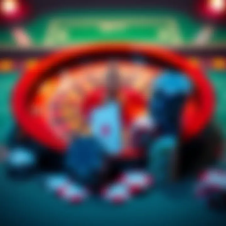 A scene showing a roulette wheel and poker chips representing the Double Whammy concept in gambling.