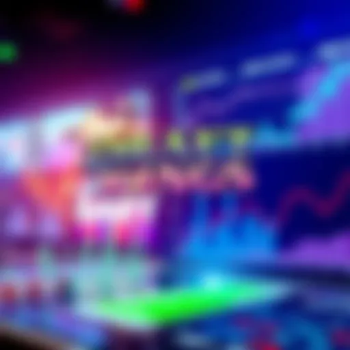 Illustration showing DraftKings logo with charts and graphs depicting market trends in the gambling industry