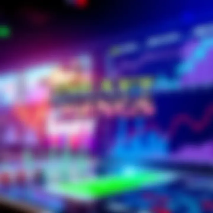 Illustration showing DraftKings logo with charts and graphs depicting market trends in the gambling industry
