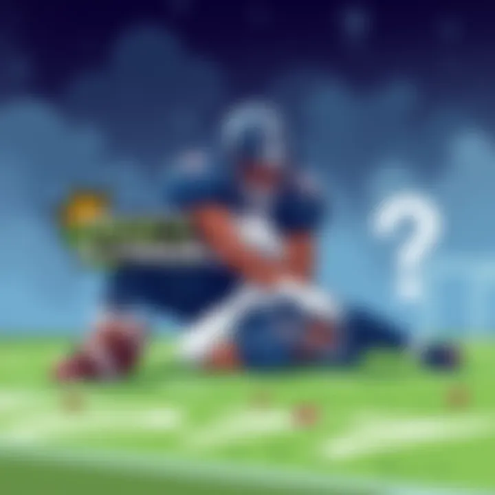 An illustration showing a football player injured on the field, with a DraftKings logo and a question mark about rule changes, symbolizing confusion over betting rules.