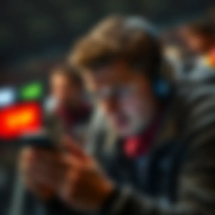 A frustrated player looking at his phone with DraftKings app, feeling disheartened due to losing VIP status after a month.