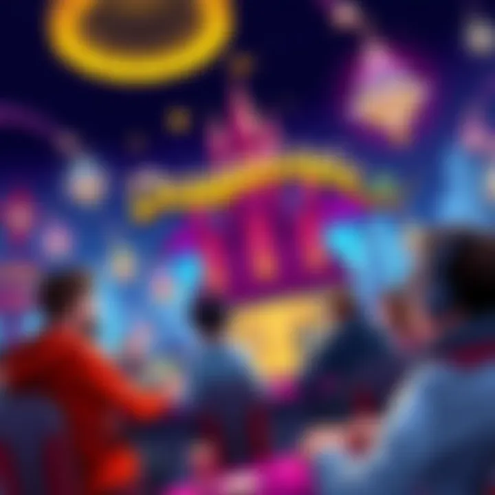 An illustration showing players engaged in the Dragonspire game, highlighting colorful graphics and high payout symbols.