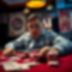 A player looking shocked at a poker table after losing with a high winning chance, surrounded by cards and chips.