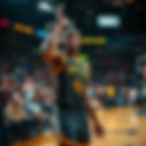 Draymond Green committing a foul in a tense moment of a basketball game, with fans reacting in the background