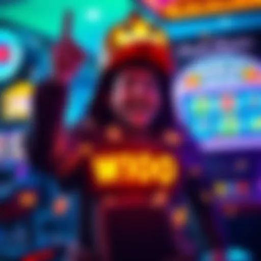 A player celebrating a big win on the Duck Hunter slot machine with colorful lights and symbols
