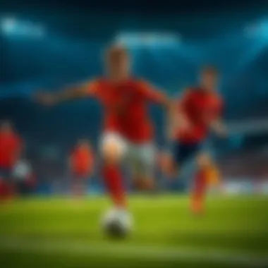 A Dutch soccer player dribbling the ball during a match, showing excitement and determination