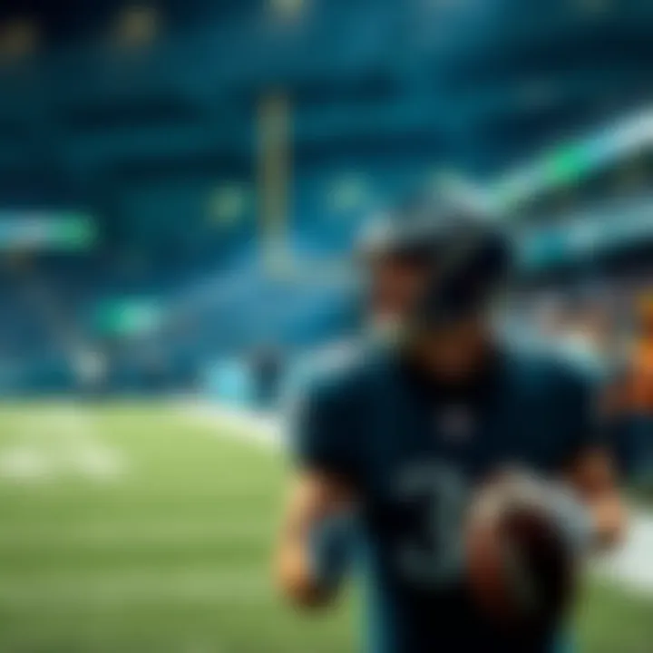 Philadelphia Eagles player preparing for the game against Tennessee Titans with fans in the background