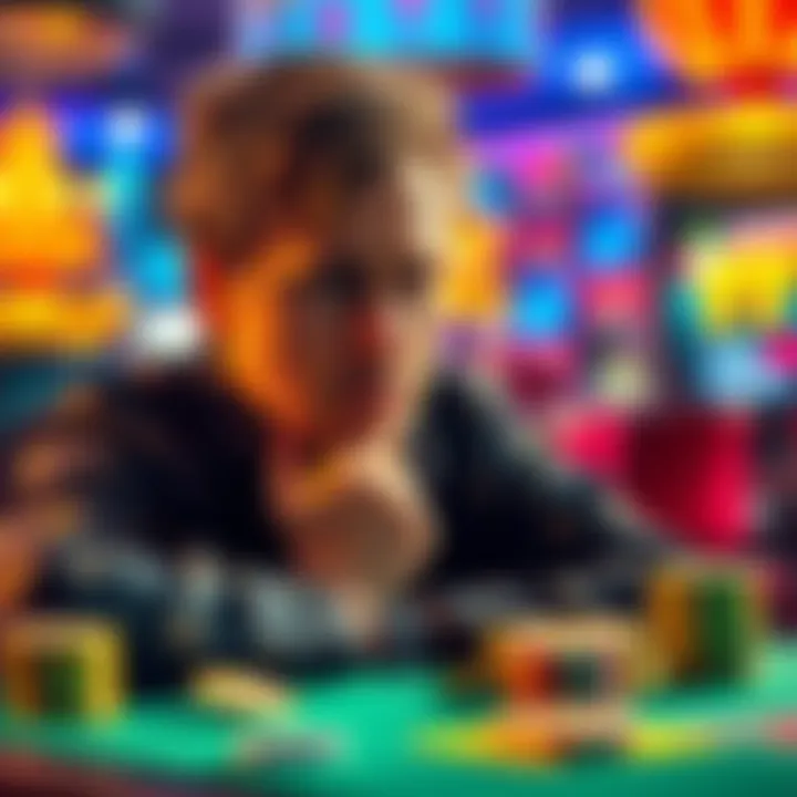 Early Cash Out Decision A person pondering over whether to cash out early or continue playing a game, with cash and game elements visible.