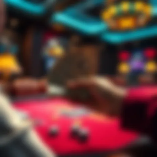 A person holding cash with a poker table in the background, symbolizing early cash out decisions in gambling.