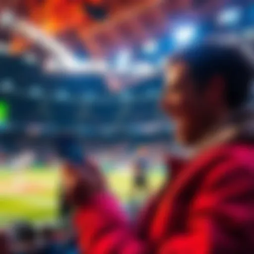 A person placing a live bet on a sports match from a mobile device, showing excitement and anticipation.