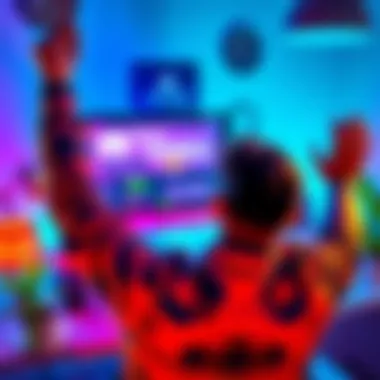 Earning Money from Discord Group A person celebrating after making money, with a computer showing Discord on the screen and cash in hand.