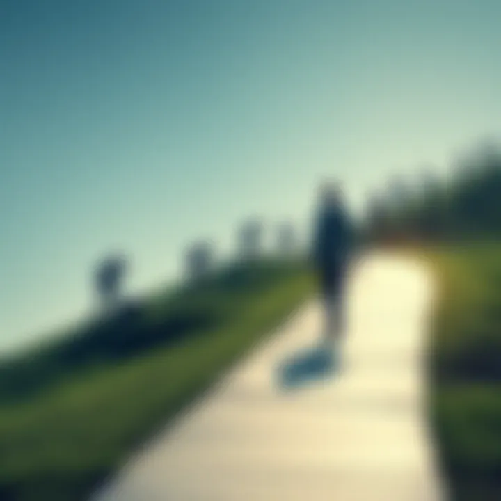 Easy Path to Success A person walking on a smooth path while others struggle in the background, symbolizing perceived ease in achieving goals.